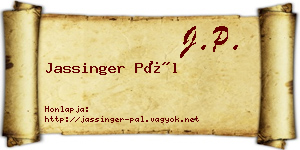 Jassinger Pál névjegykártya
